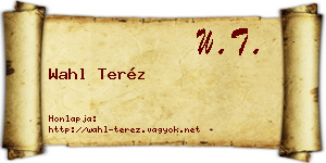 Wahl Teréz névjegykártya